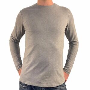 Cuts Clothing Mens Long Sleeve Curve Hem T-Shirt Heather Grey Small Slim Fit